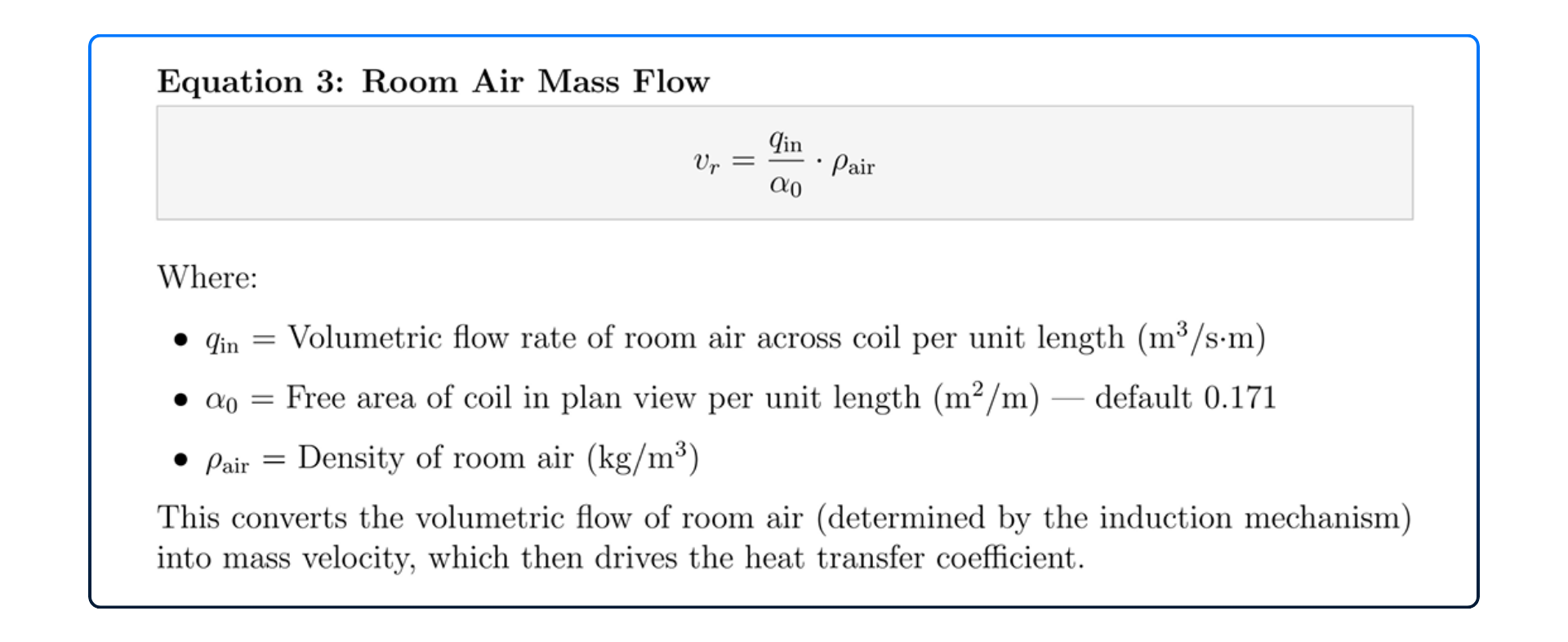 Room Air Mass Flow